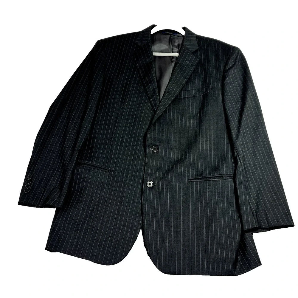 Brooks Brothers 1818 Madison Blazer Mens 44L/W39 Gray Striped Suit Jacket Wool
